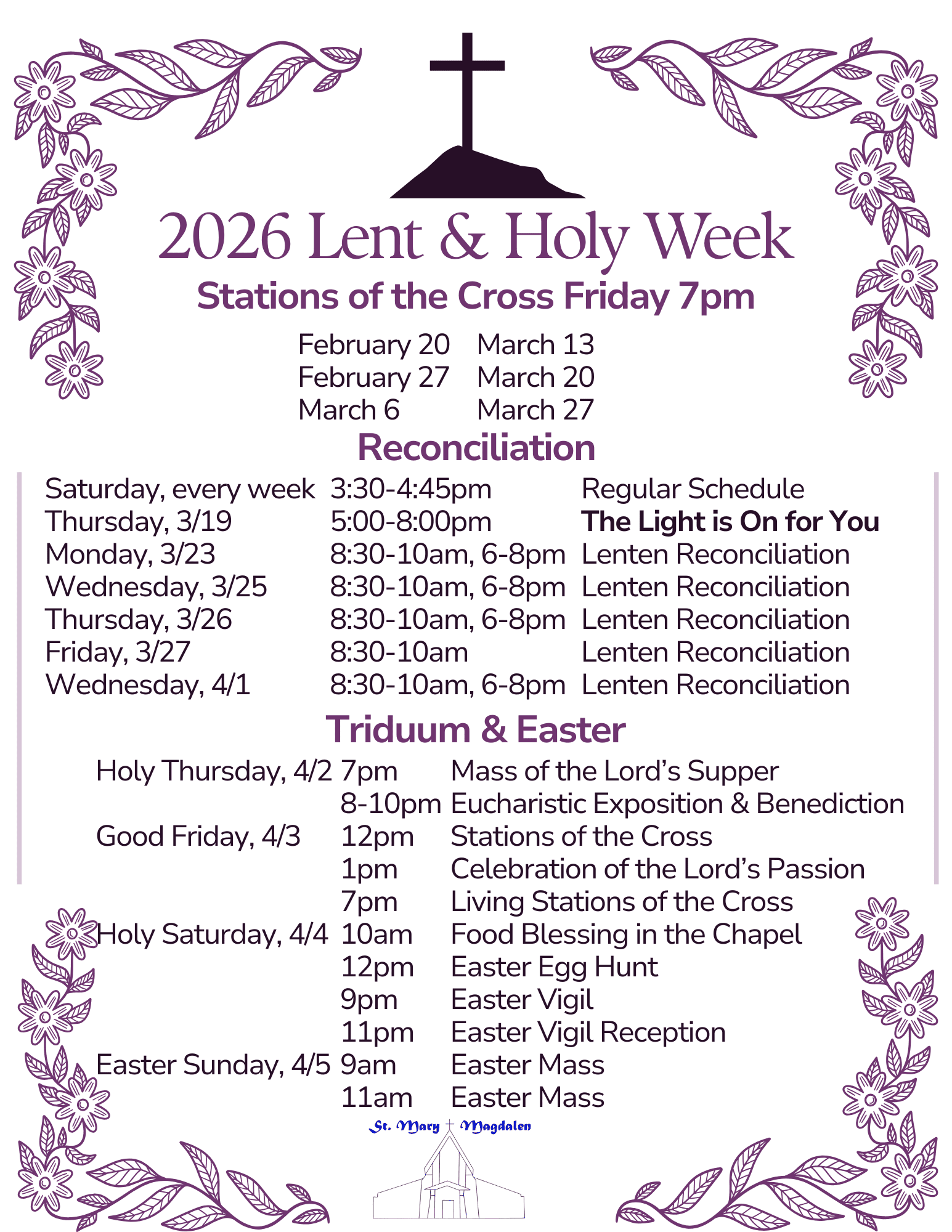 Lenten Confession Times