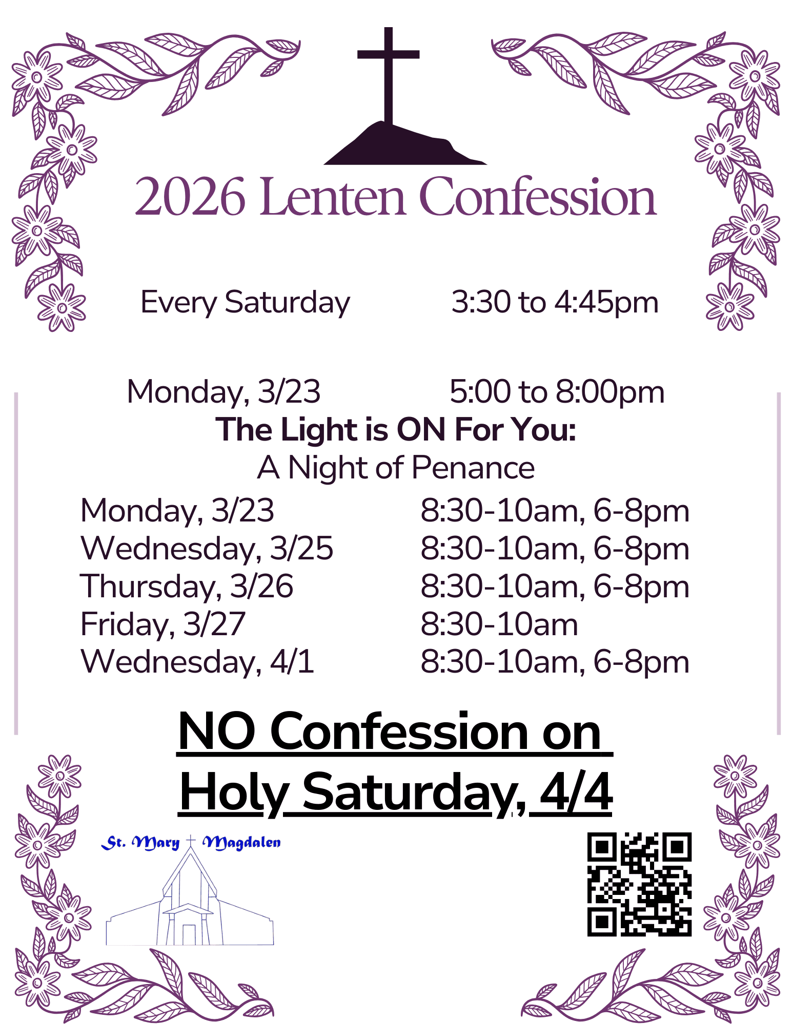 Lenten Confession Times